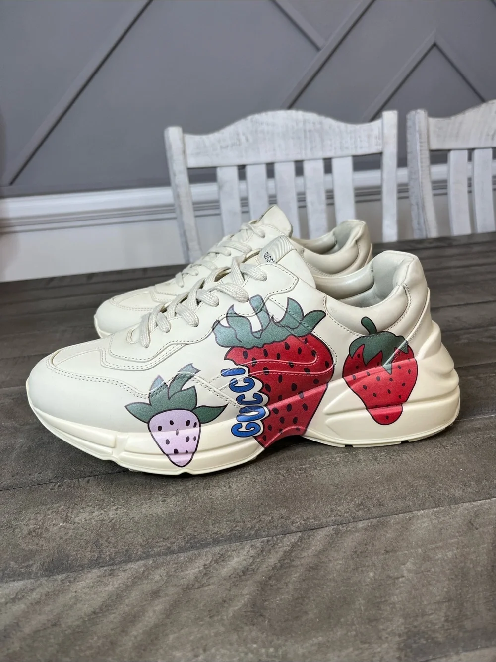 Gucci Rhyton Strawberry Leather Sneakers Mens Sz 11